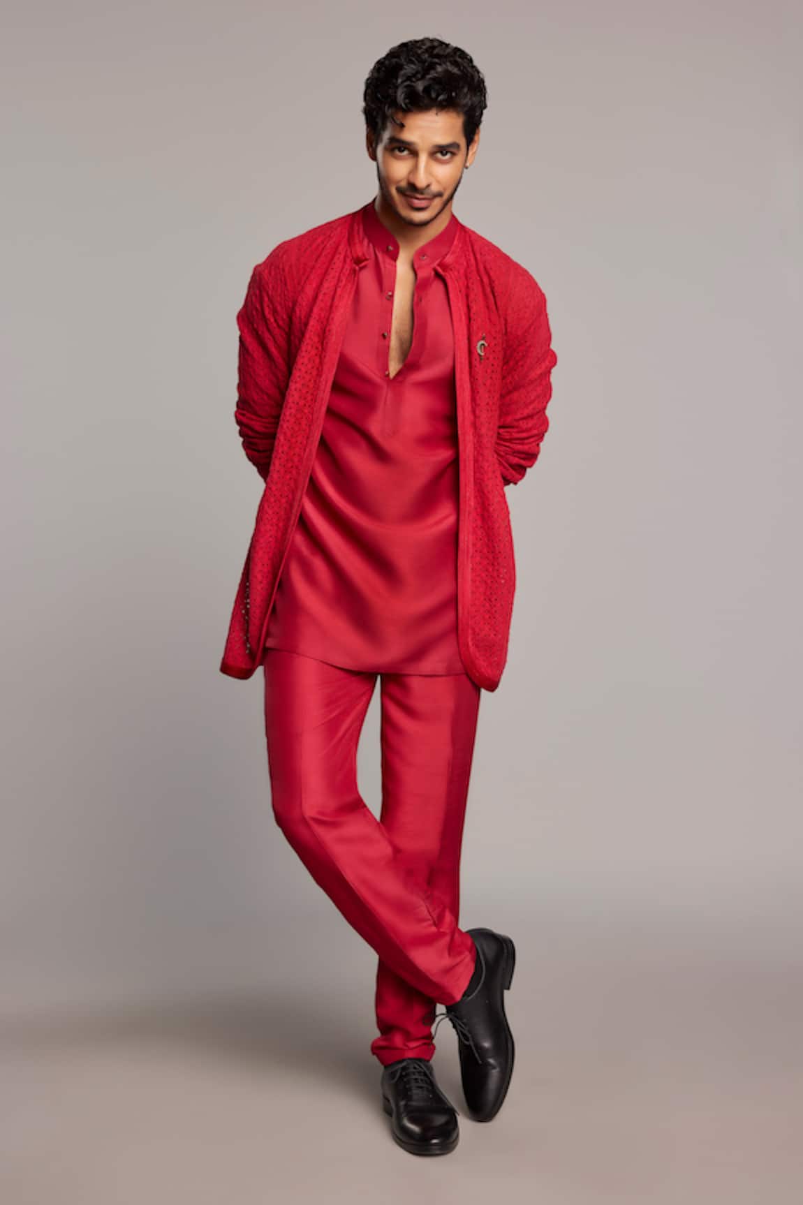 Nirmooha Crimson Mirage Kurta Set with Jacket 