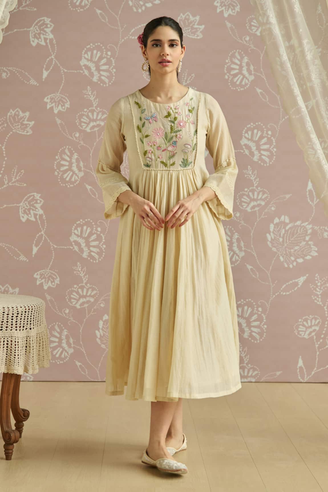 Kritika Dawar Sairah Embroidered A-Line Kurta With Pant 