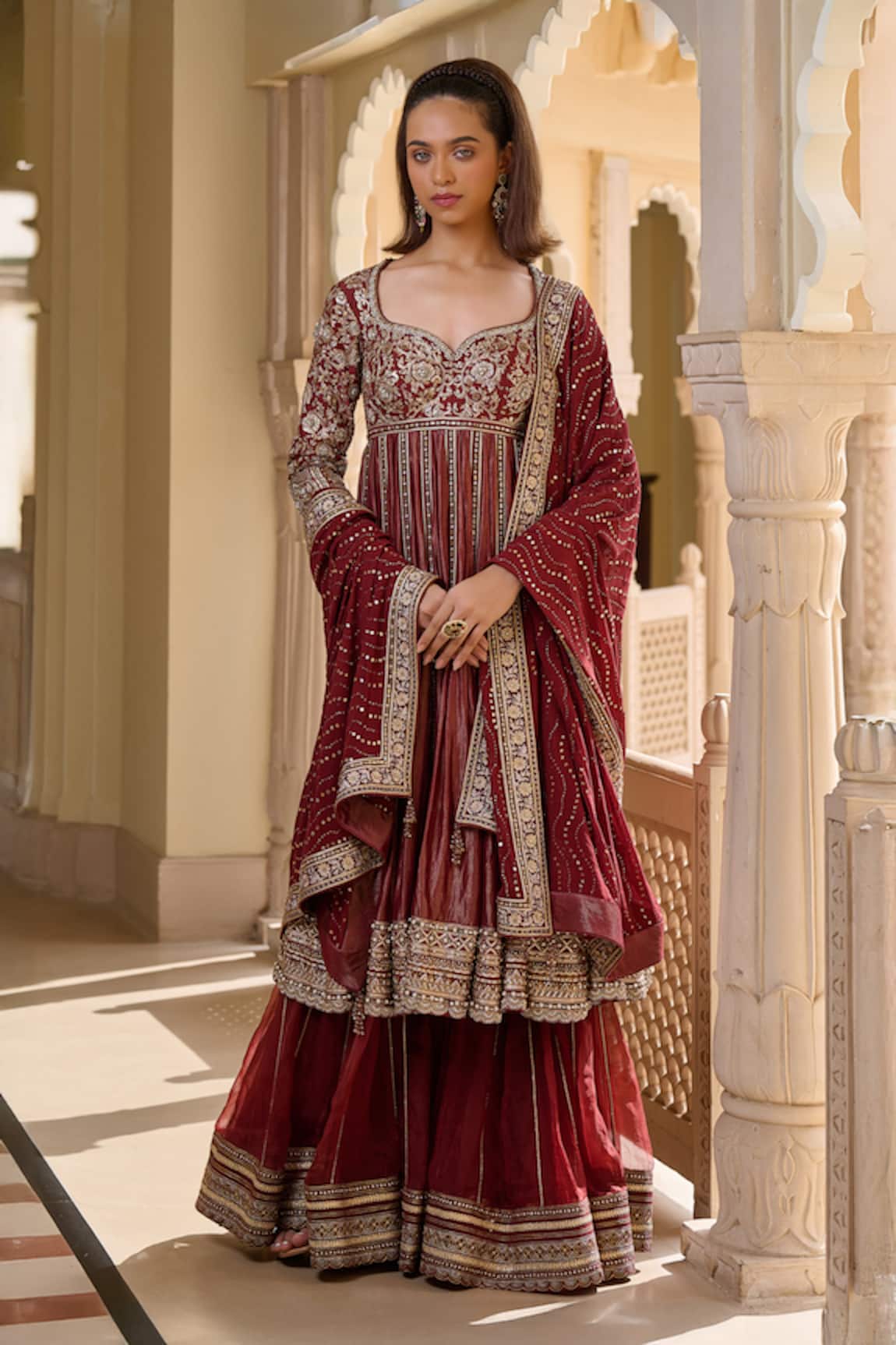 Tarun Tahiliani Bidri Embroidered Kurta Sharara Set 