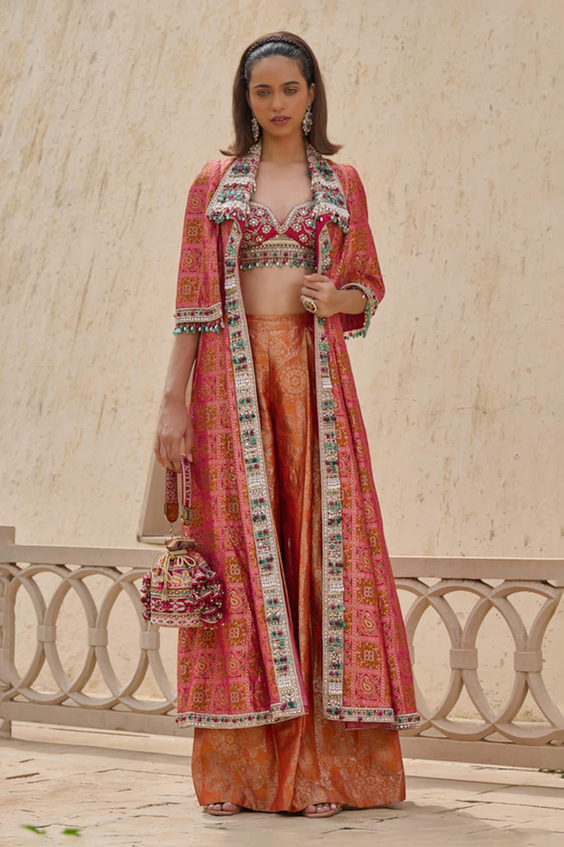 Tarun Tahiliani Gharchola Embroidered Jacket Set 