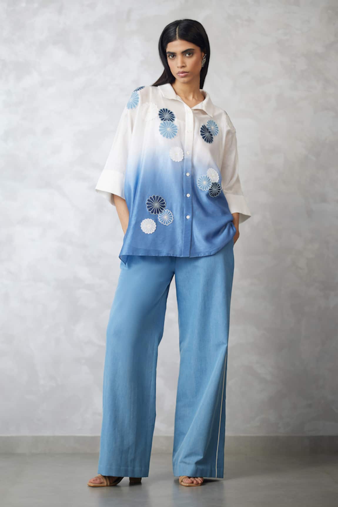 Nachiket Barve Nova Applique T-Shape Shirt & Denim Pant Set 