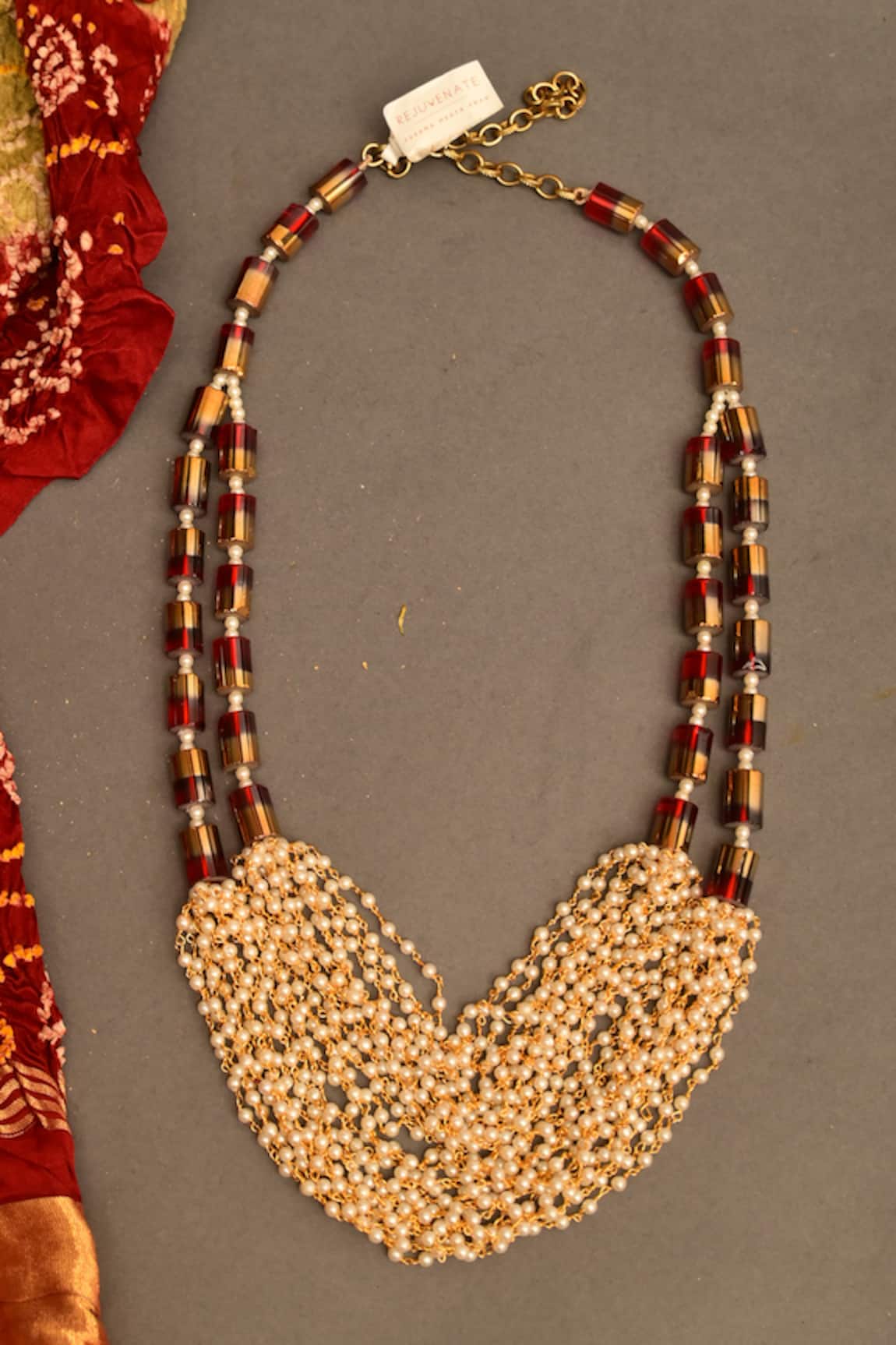 Rejuvenate Jewels Gulnaar Glass Beads & Pearl Necklace 
