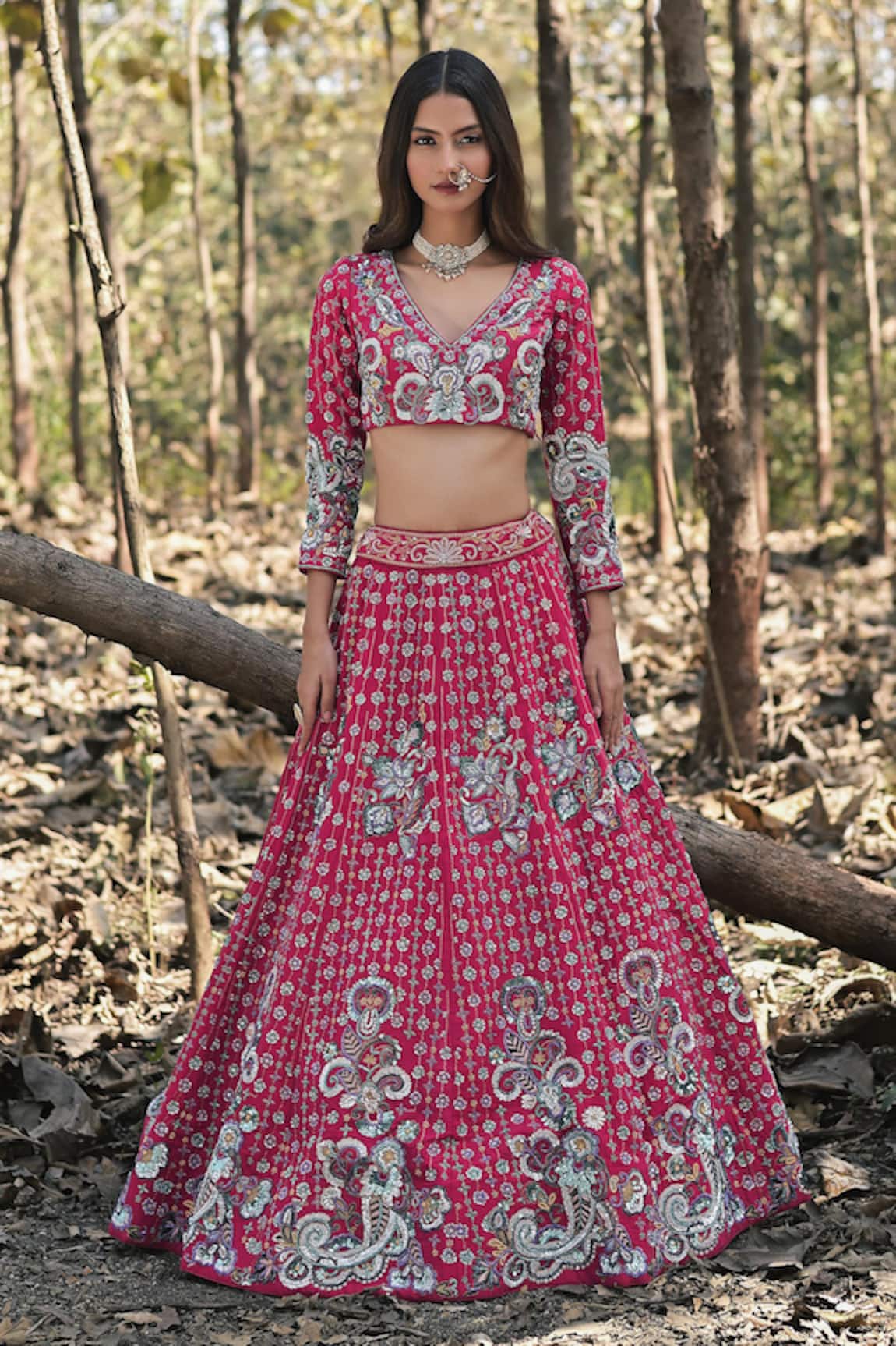 Panihari Raw Silk Embroidered Lehenga Set