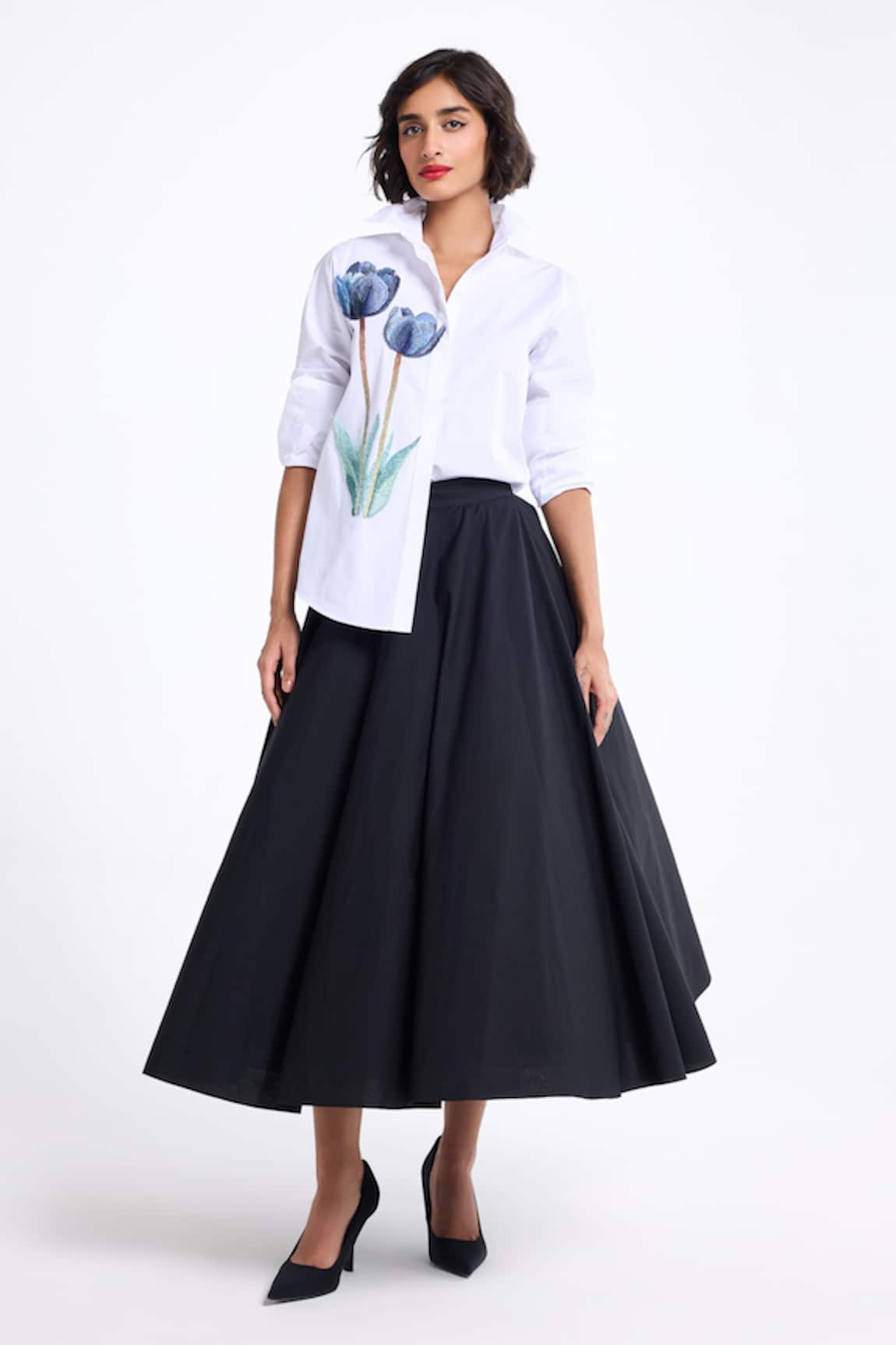 Gauri & Nainika Panelled Midi Skirt 