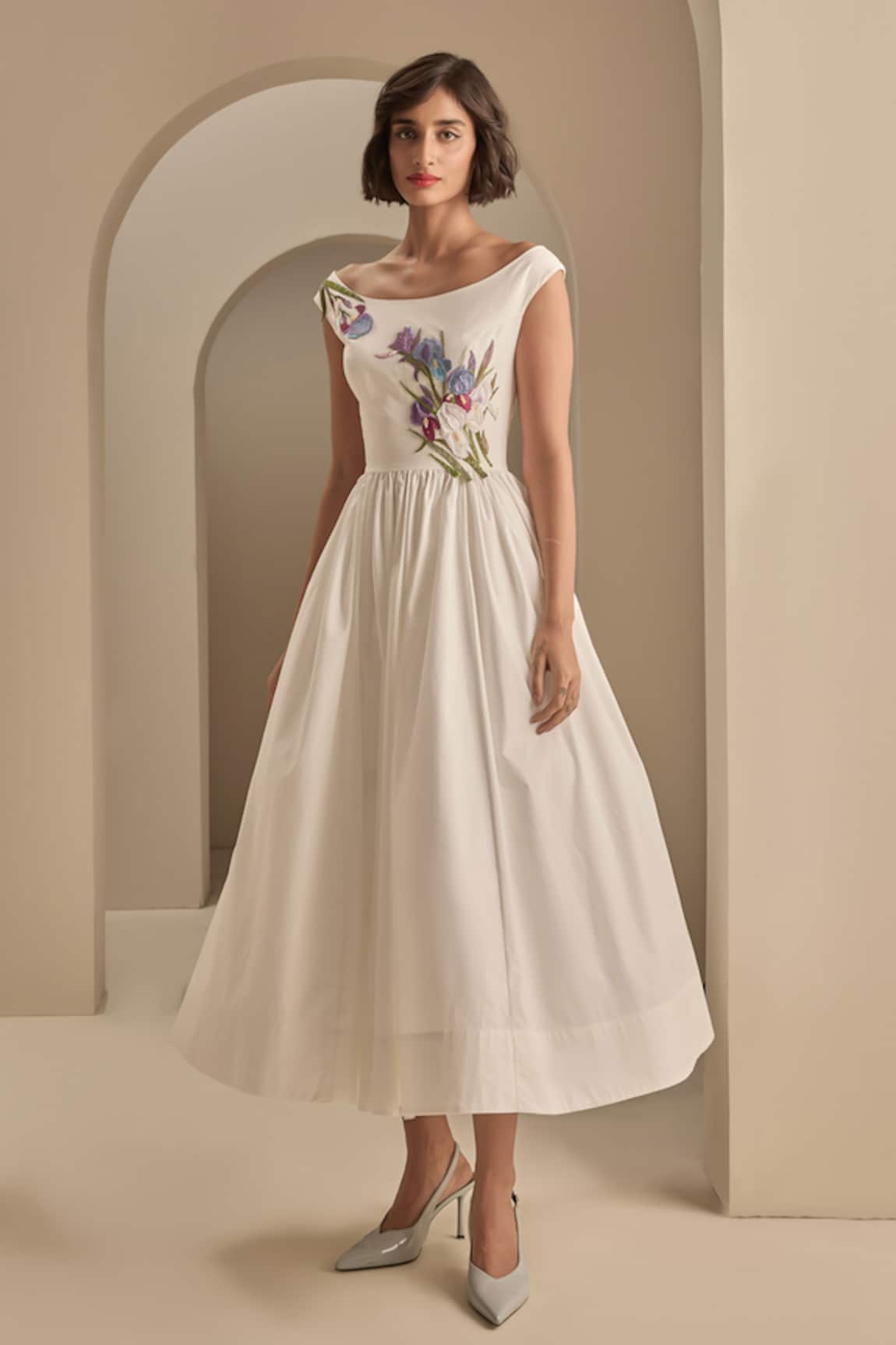 Gauri & Nainika Boat Neck Midi Dress 