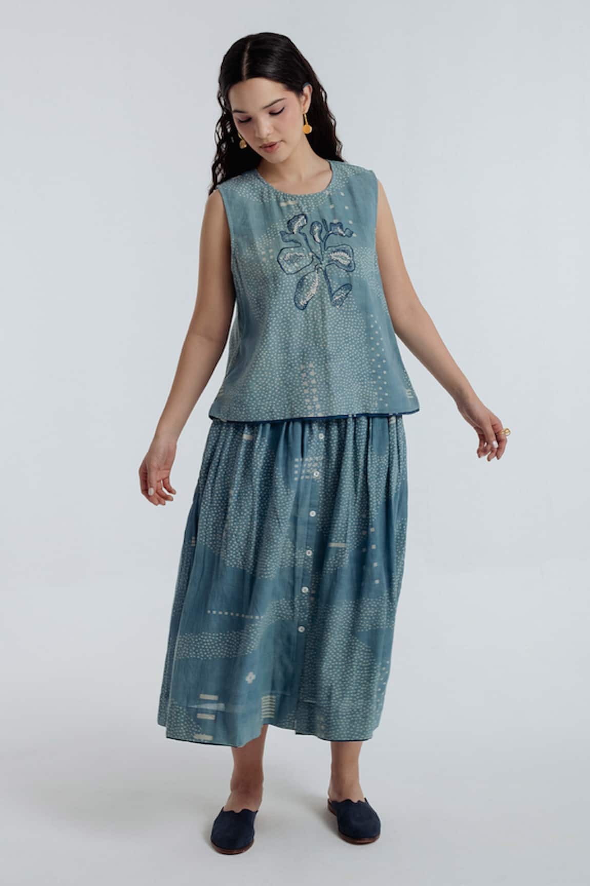 Rias Jaipur Indigo Cotton Skirt 