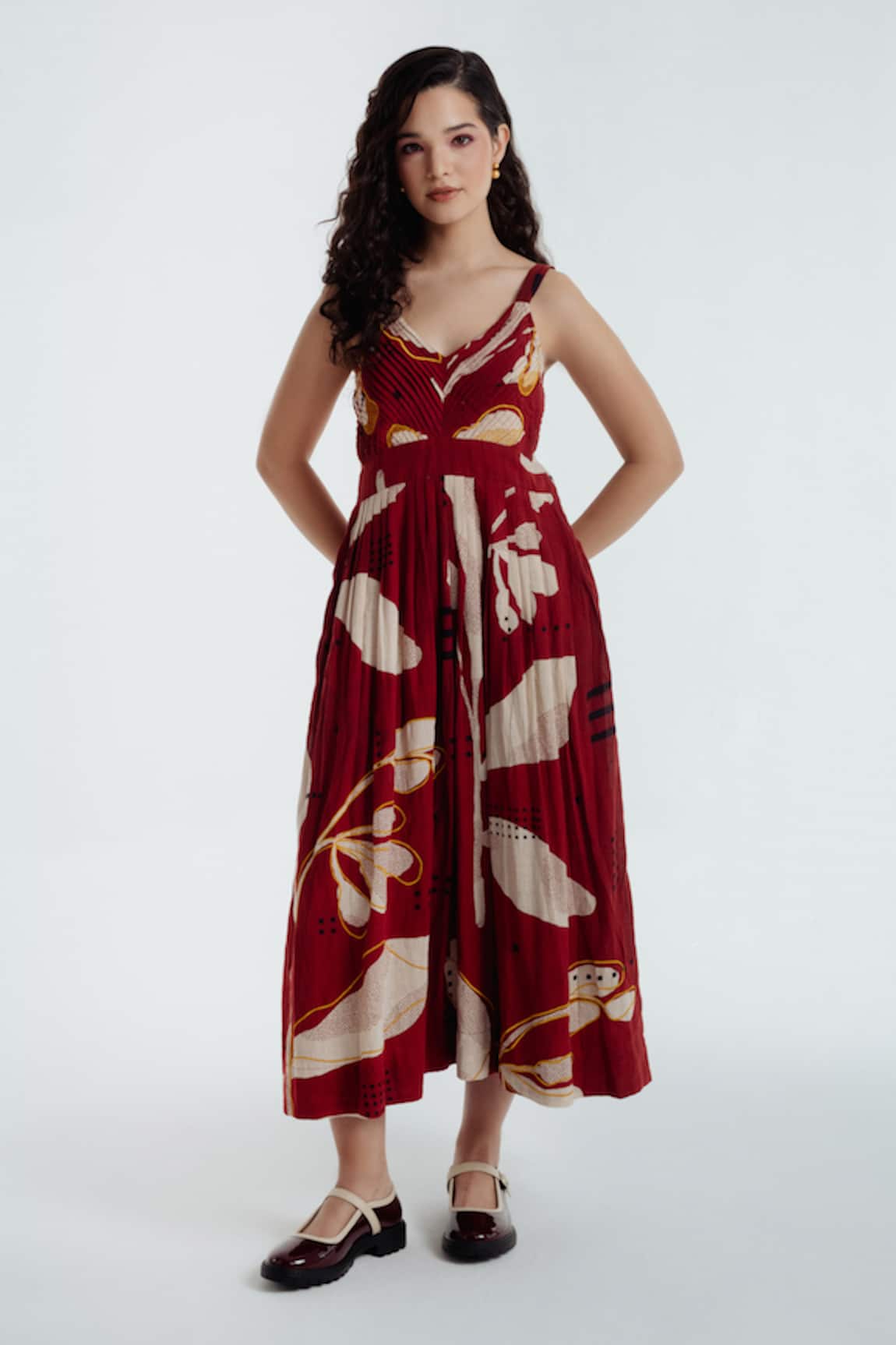 Rias Jaipur Madder Heart Printed Dress 
