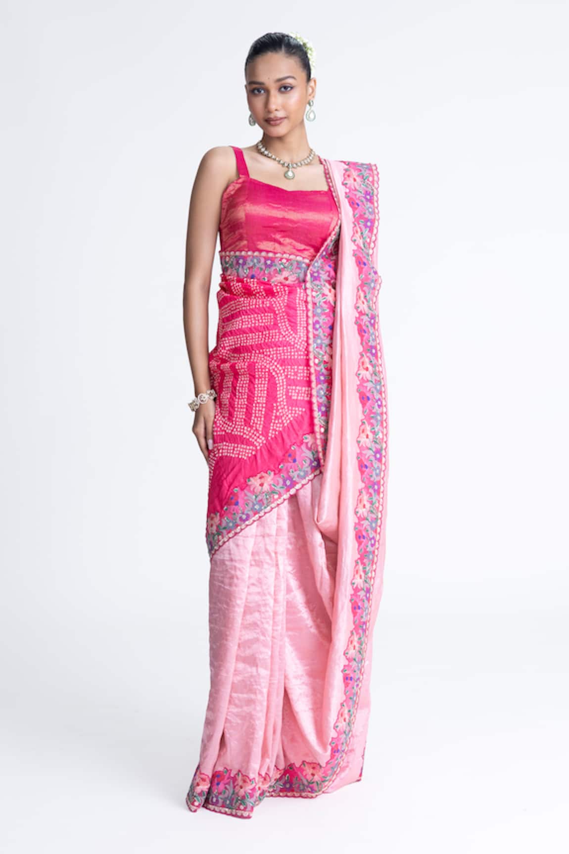 Naina Jain Metallic Silk Embroidered Saree With Unstitched Blouse Fabric 