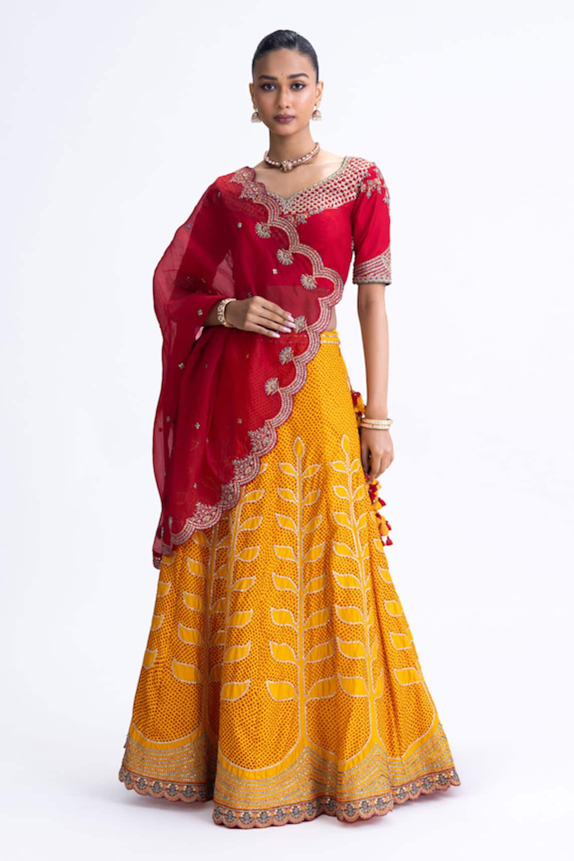 Naina Jain Ekam Yellow & Red Lehenga Set 