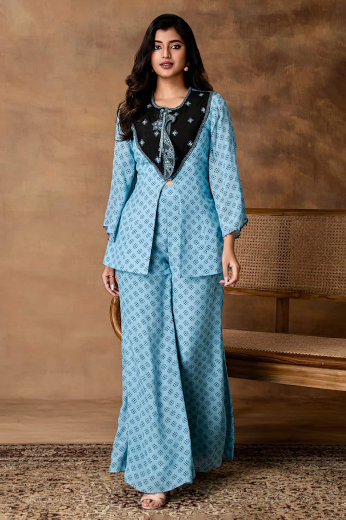 Isha Gupta Tayal Powder Blue Peplum Top & Pant Set 