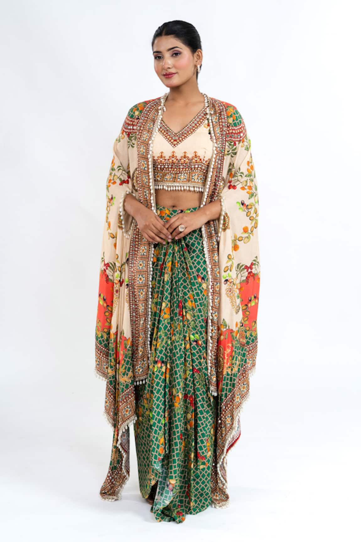 Ellemora Fashions Printed Shrug Skirt Set 
