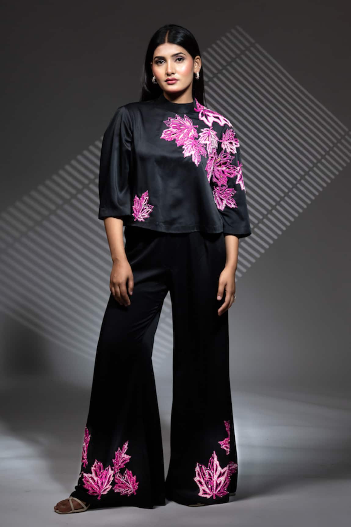 Ellemora Fashions Ephemeral Embrace Floral Embroidered Top With Pant 