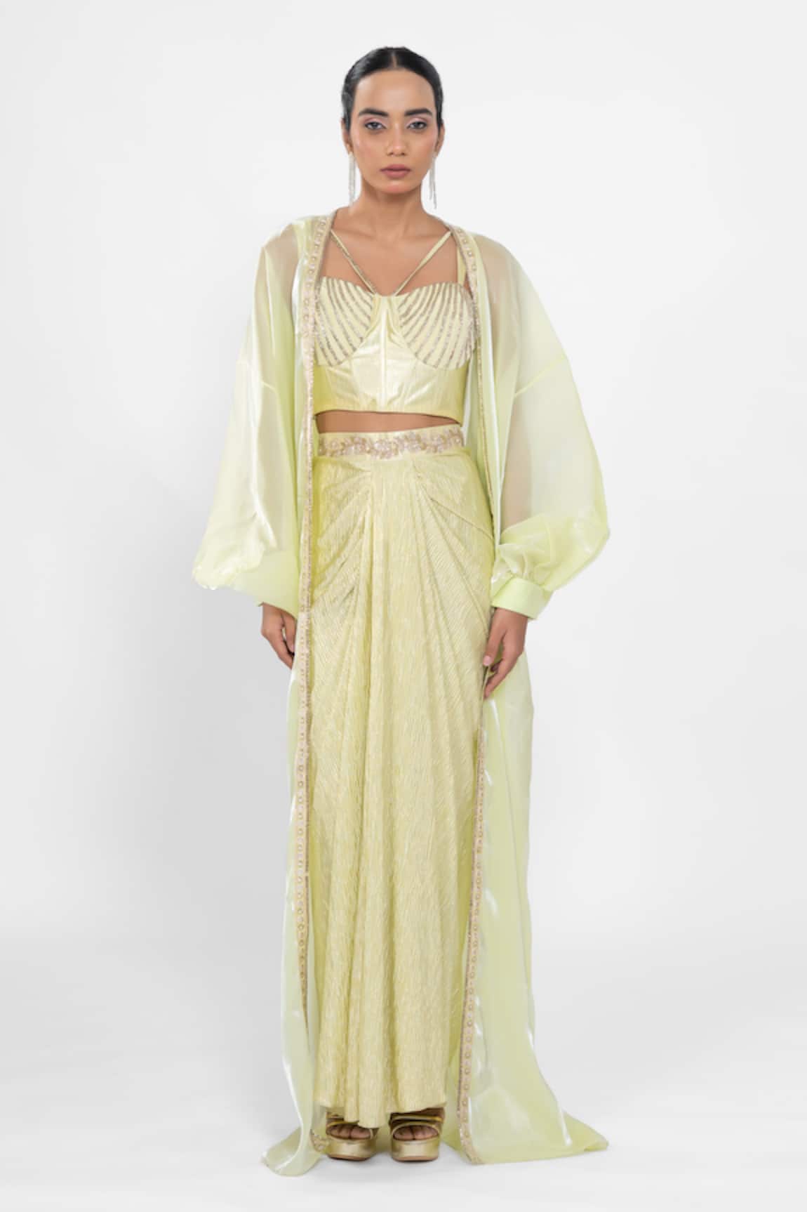 Ellemora Fashions Lemon Luxe Pattern Draped Skirt Set 