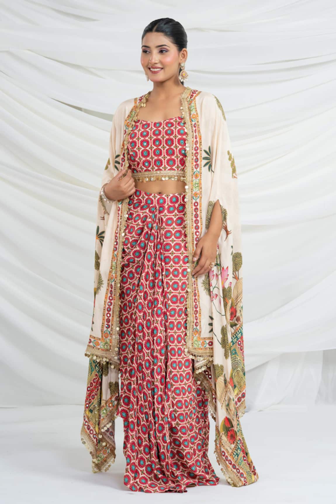 Ellemora Fashions Printed Shrug Skirt Set 