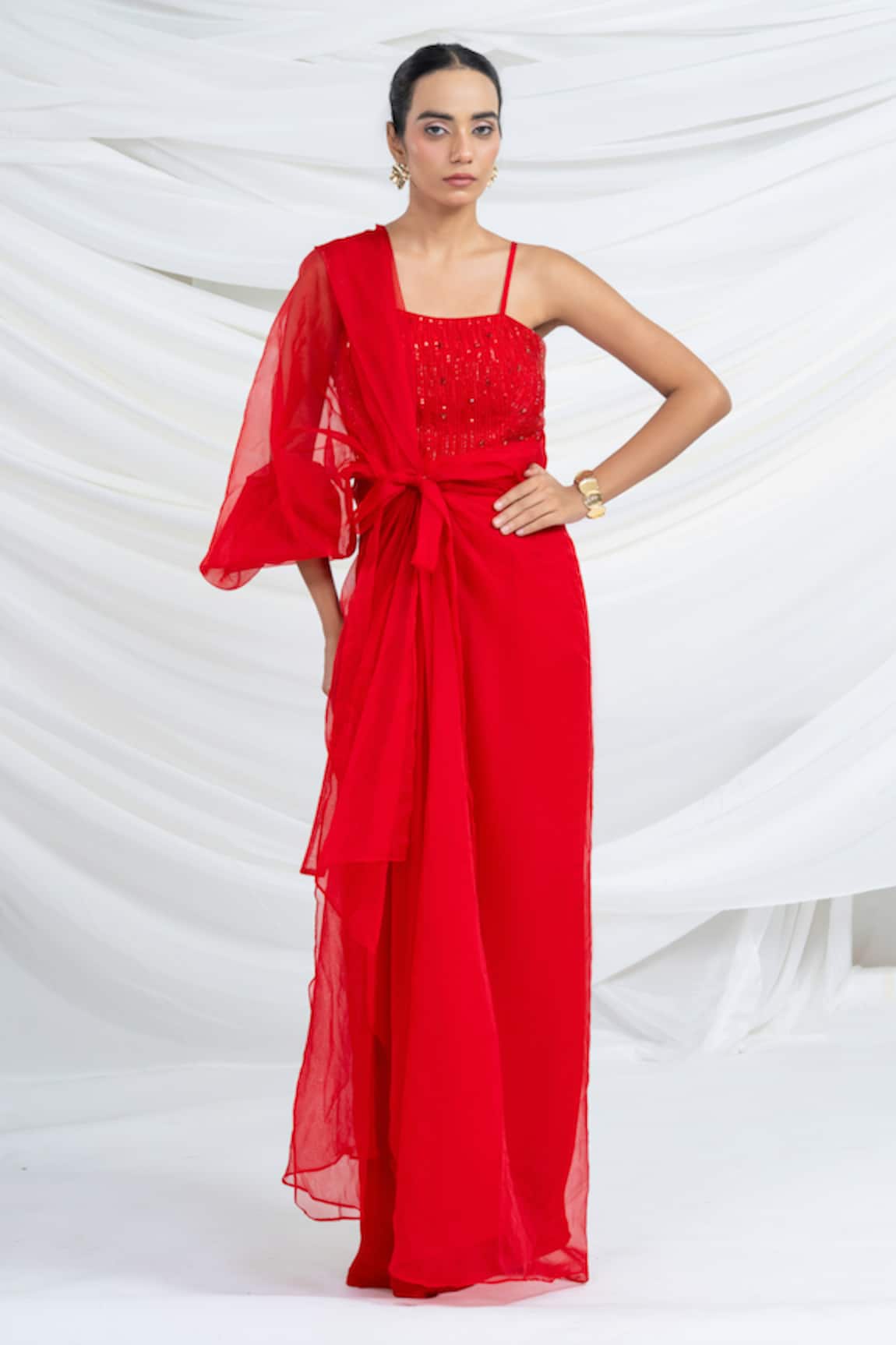 Ellemora Fashions Crimson Ember Dress With Shrug 