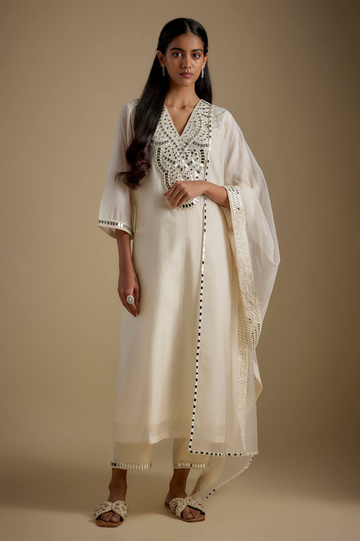 Asaga Outflair Mirror Work Kurta Set 