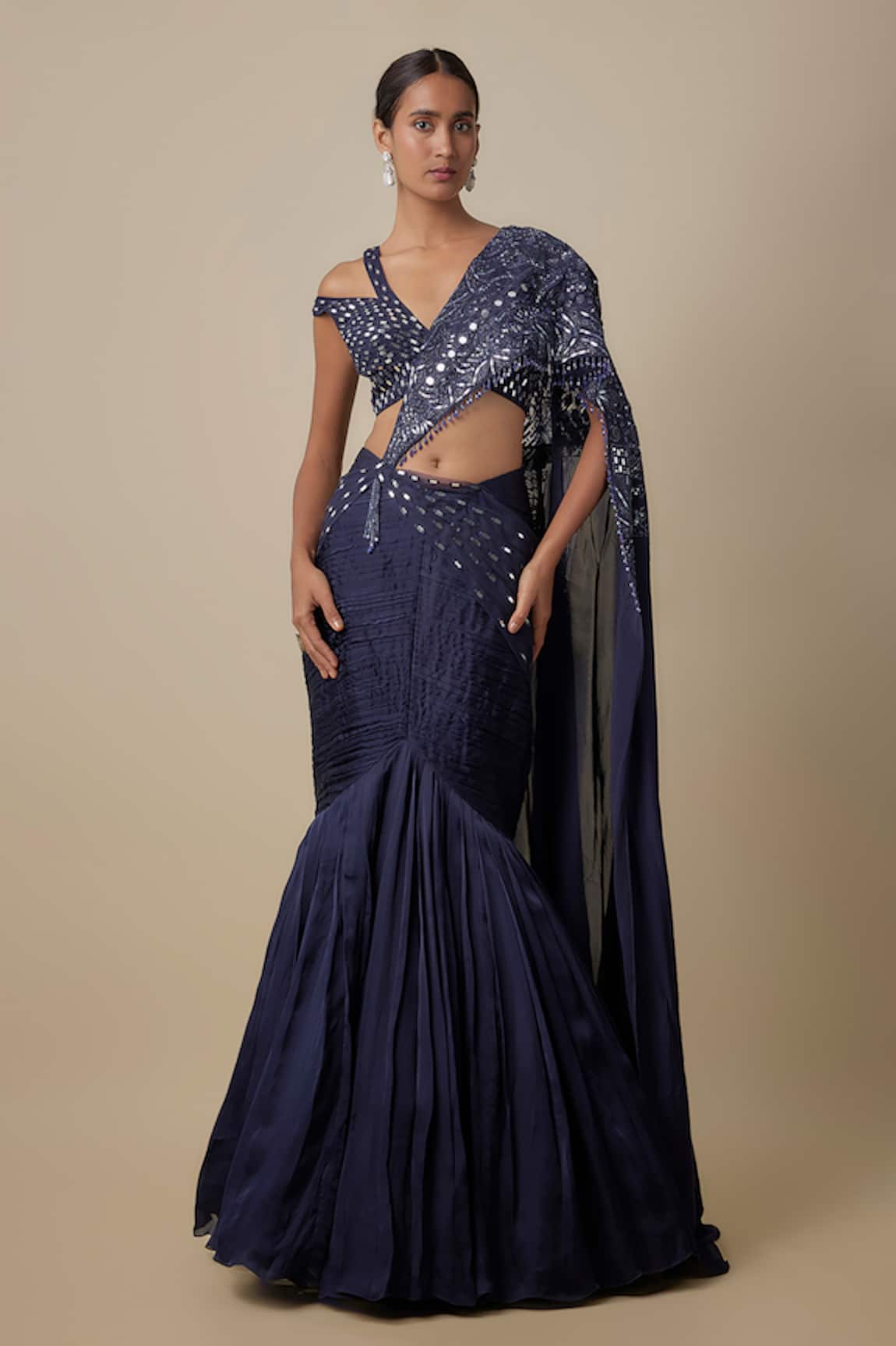 Asaga Cadent Draped Saree With Blouse 