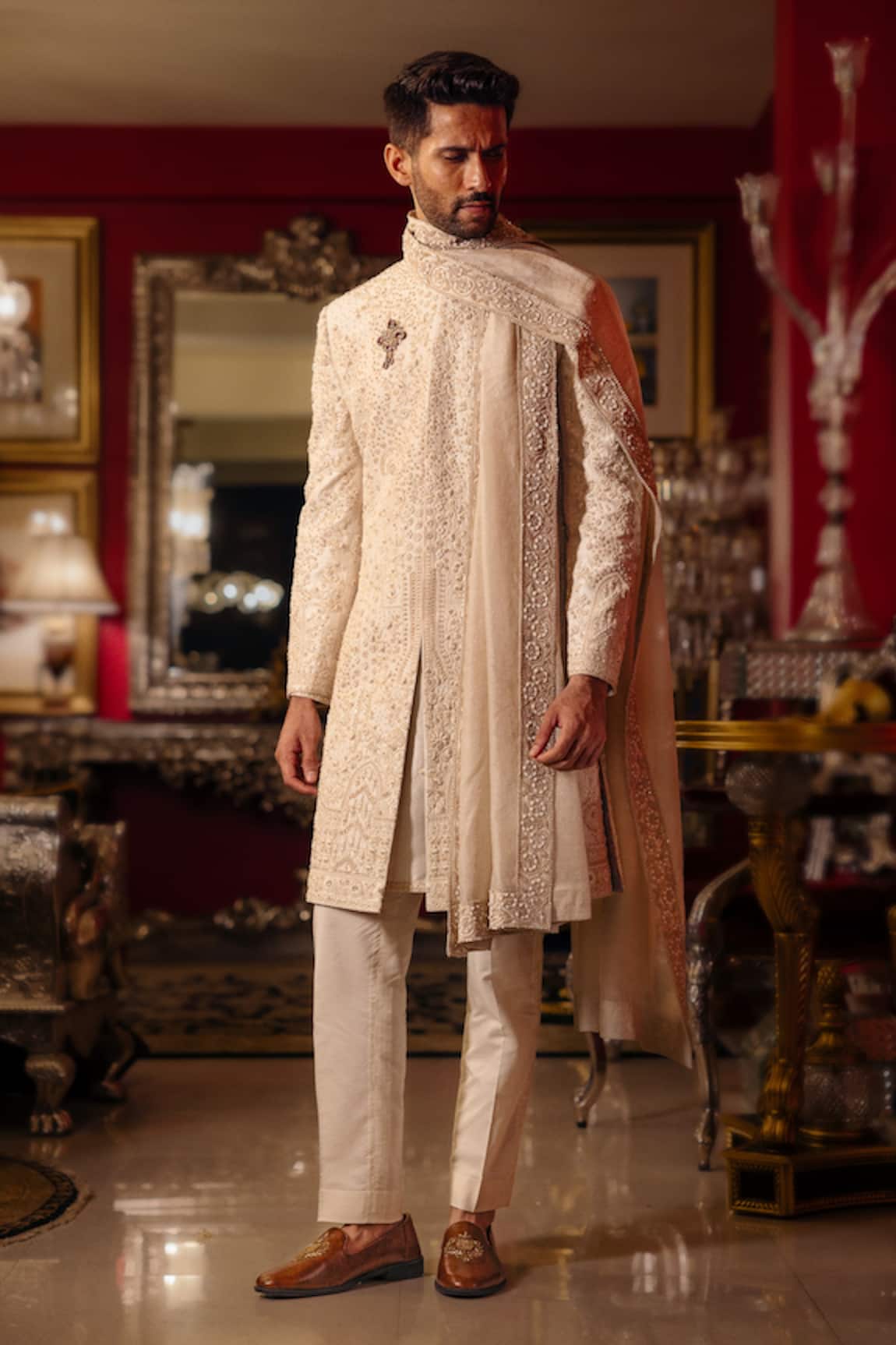 Dolly J Aurenic Metallic Thread Embroidered Sherwani Set 