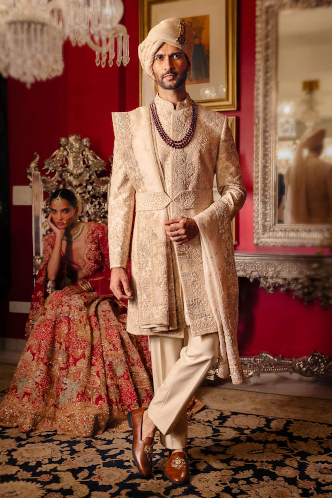 Dolly J Solair Raw Silk Embroidered Sherwani Kurta Set 