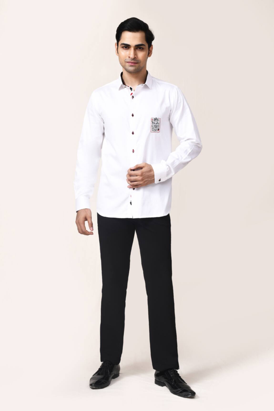 Aryavir Malhotra White Giza Cotton Hand Work Shirt 