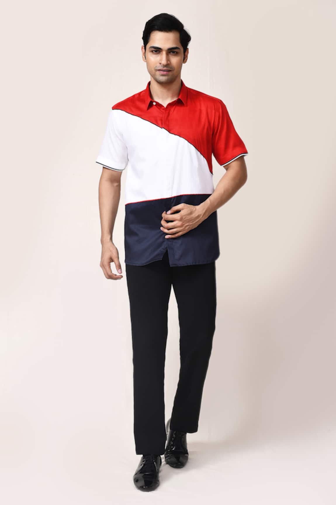 Aryavir Malhotra Multicolour Plain Cotton Shirt 
