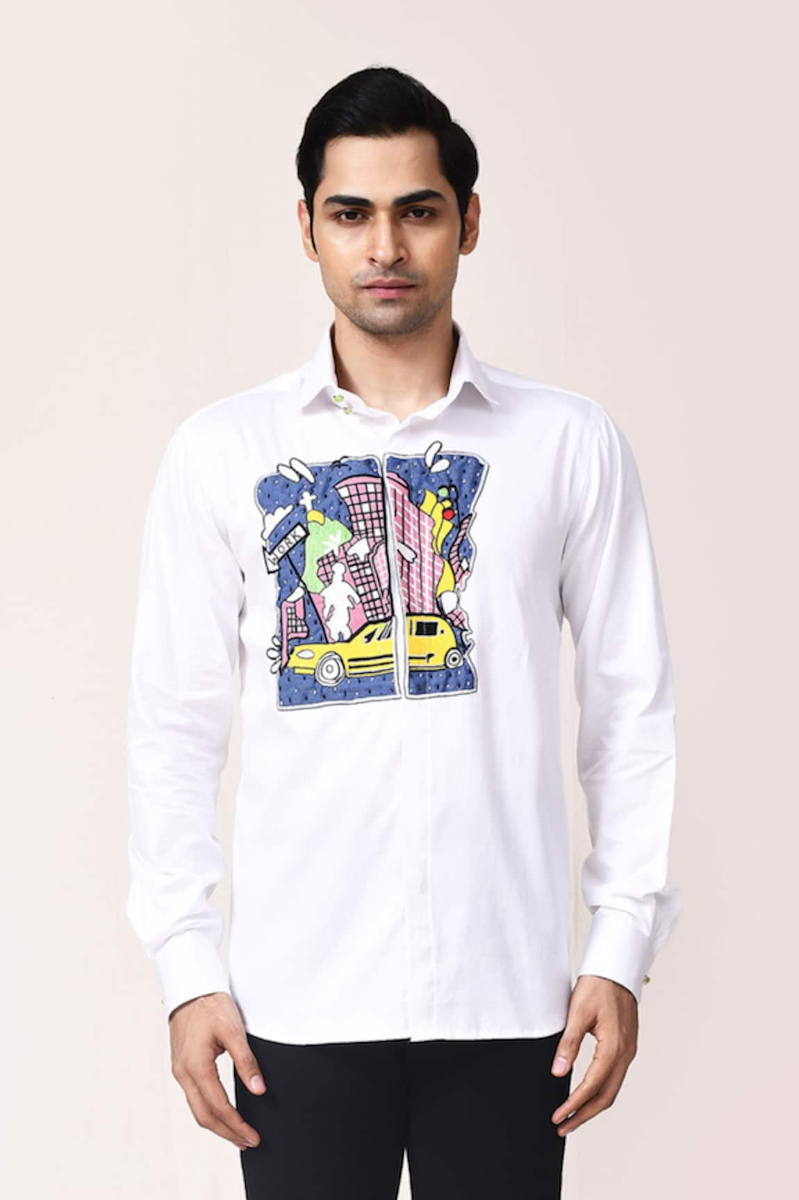 Aryavir Malhotra White Applique Hand Work Shirt 