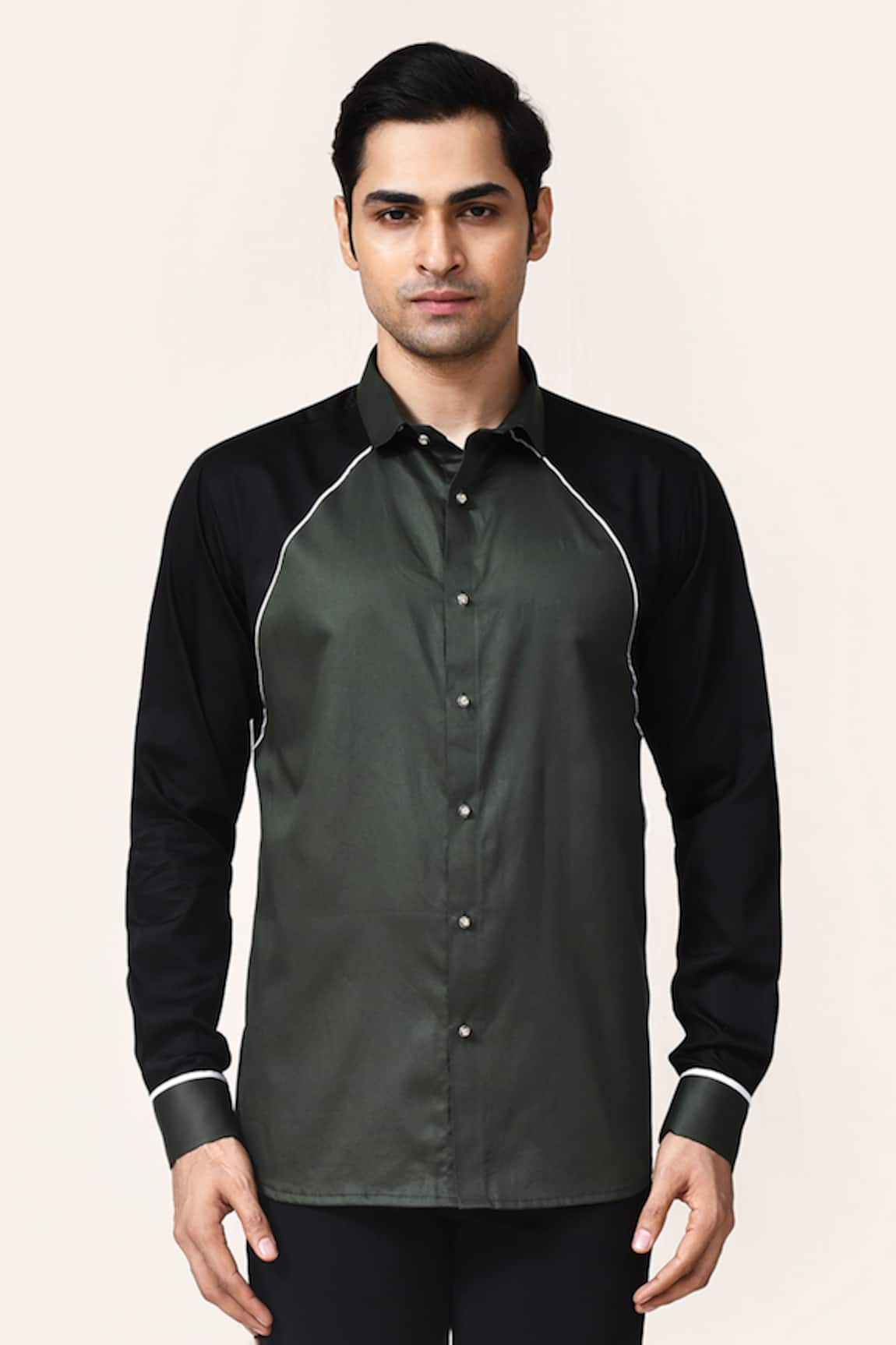 Aryavir Malhotra Green & Wine Giza Cotton Shirt 