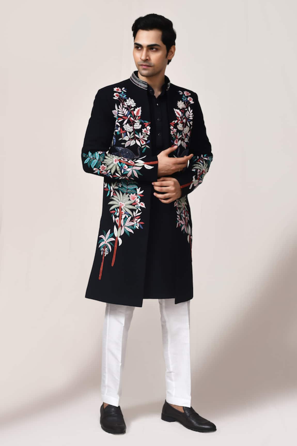 Aryavir Malhotra Floral Embroidered Sherwani Set 