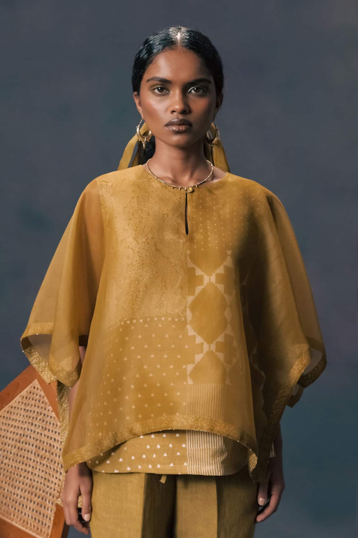 Arcvsh By Pallavi Singh Moss Green Double Layer Kaftan Shirt 