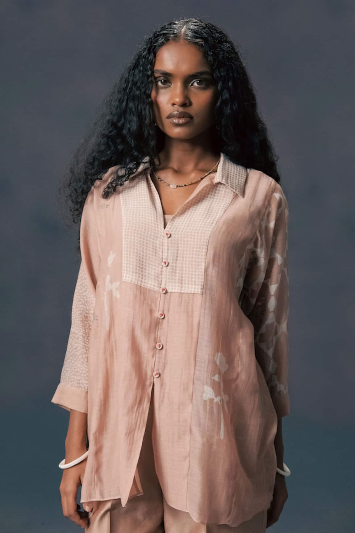Arcvsh By Pallavi Singh Mocha Mousse Discharge Print Shirt  