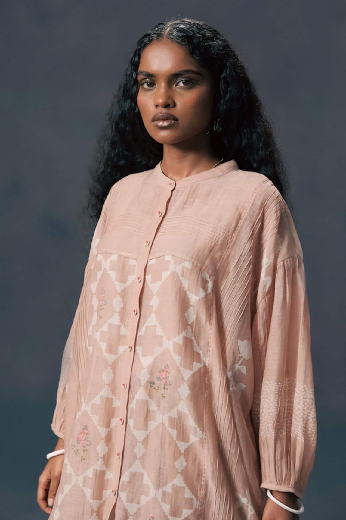 Arcvsh By Pallavi Singh Mocha Mousse Discharge Print Shirt & Slip 