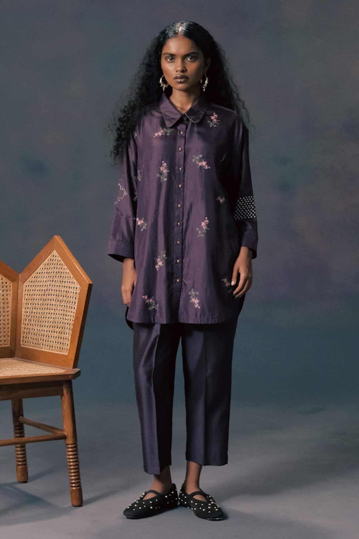 Arcvsh By Pallavi Singh Lavender Rose Print Shirt & Pant Set 