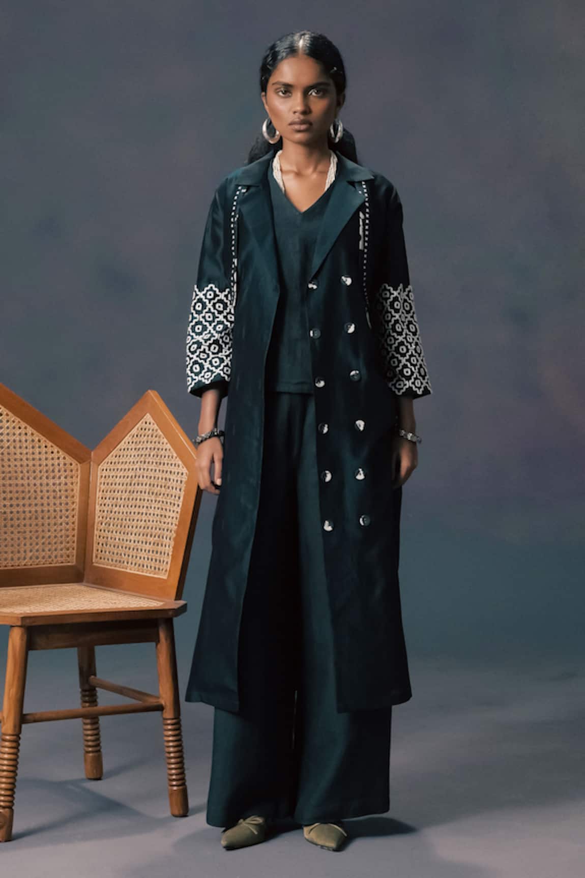 Arcvsh By Pallavi Singh Green Silk Chanderi Embroidered Set 