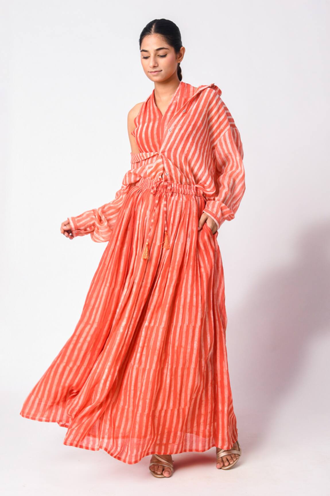 Jayati Goenka Linear Print Kurta Skirt Set 