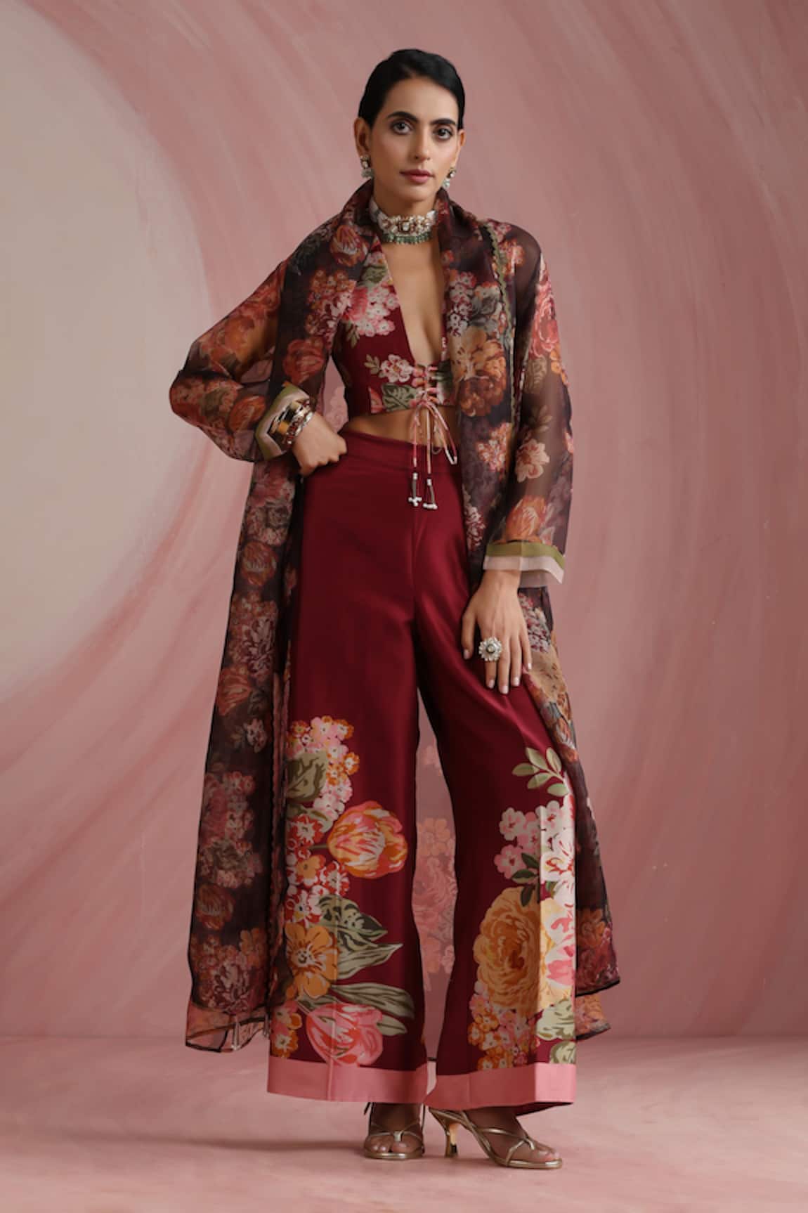 Moh India The Maharani Bagh Overlay Trouser Set 