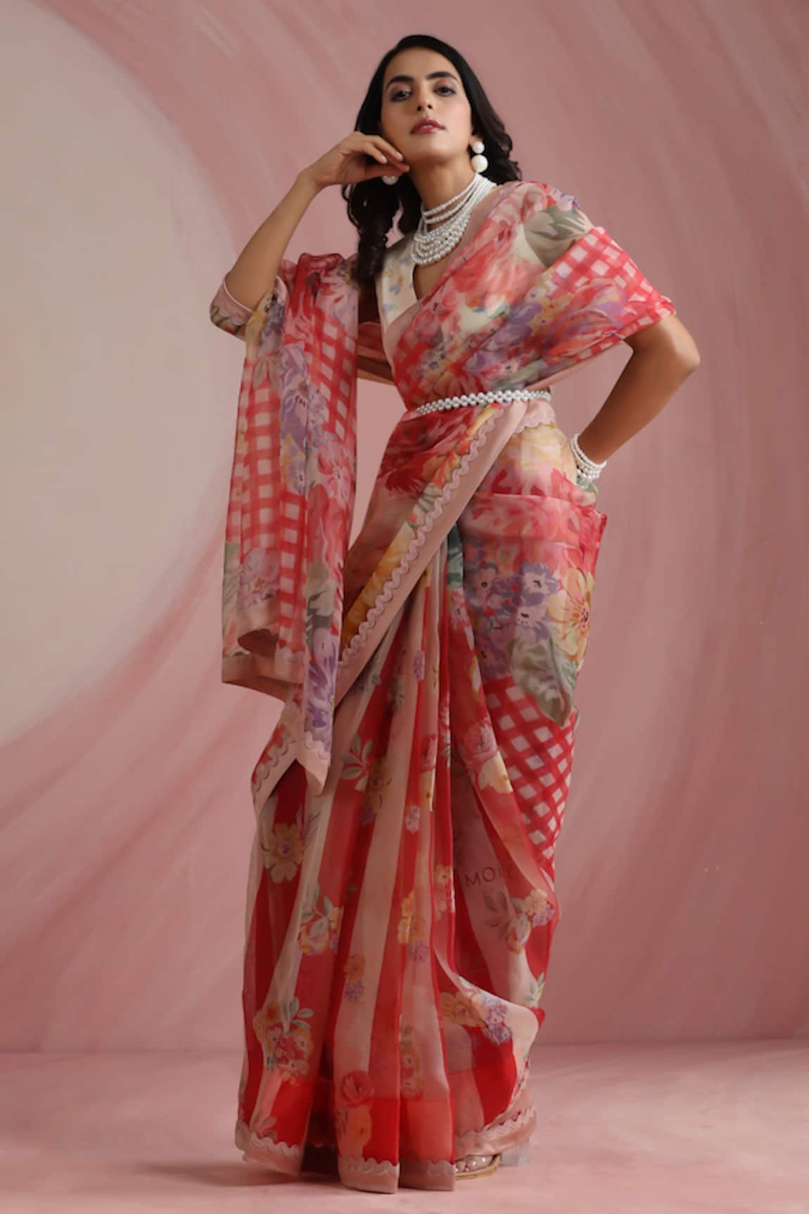 Moh India The Jaipur Crimson Saree With Blouse 