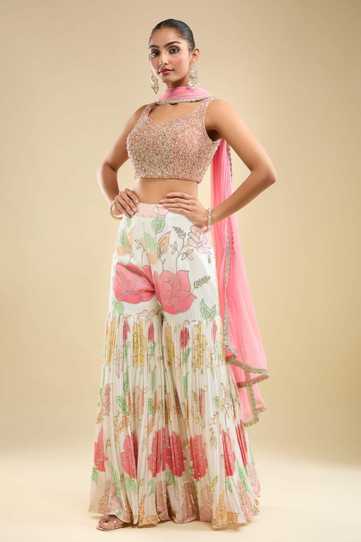 Samyukta Singhania Embroidered Blouse Gharara Set 