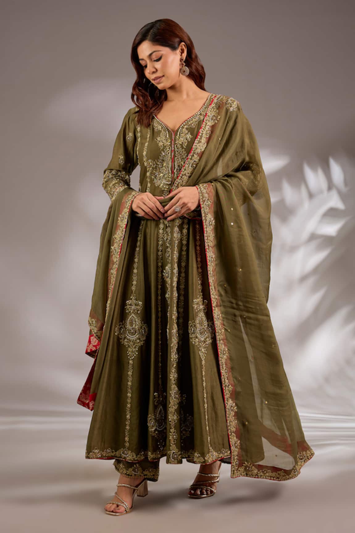 Studio A Mul Chanderi Hand Embroidered Flared Anarkali Set 