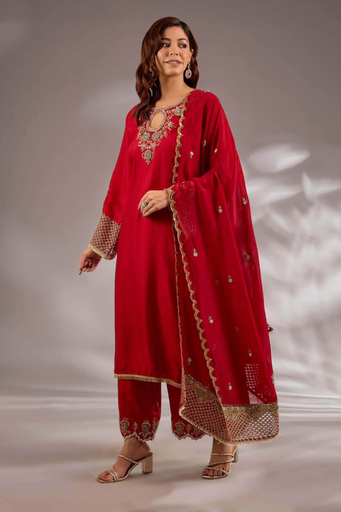 Studio A Silk Hand Embroidered Straight Kurta Set 