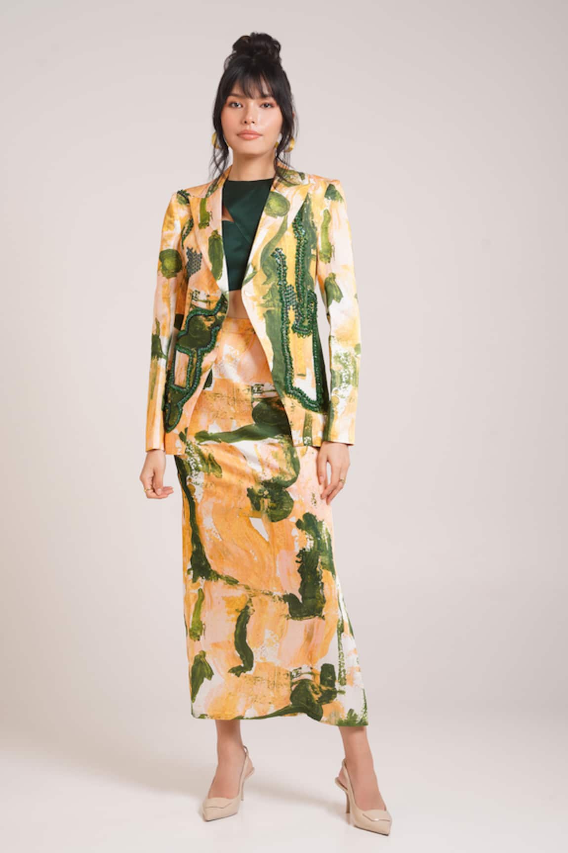 Advait Ceri Printed Blazer Skirt Set 
