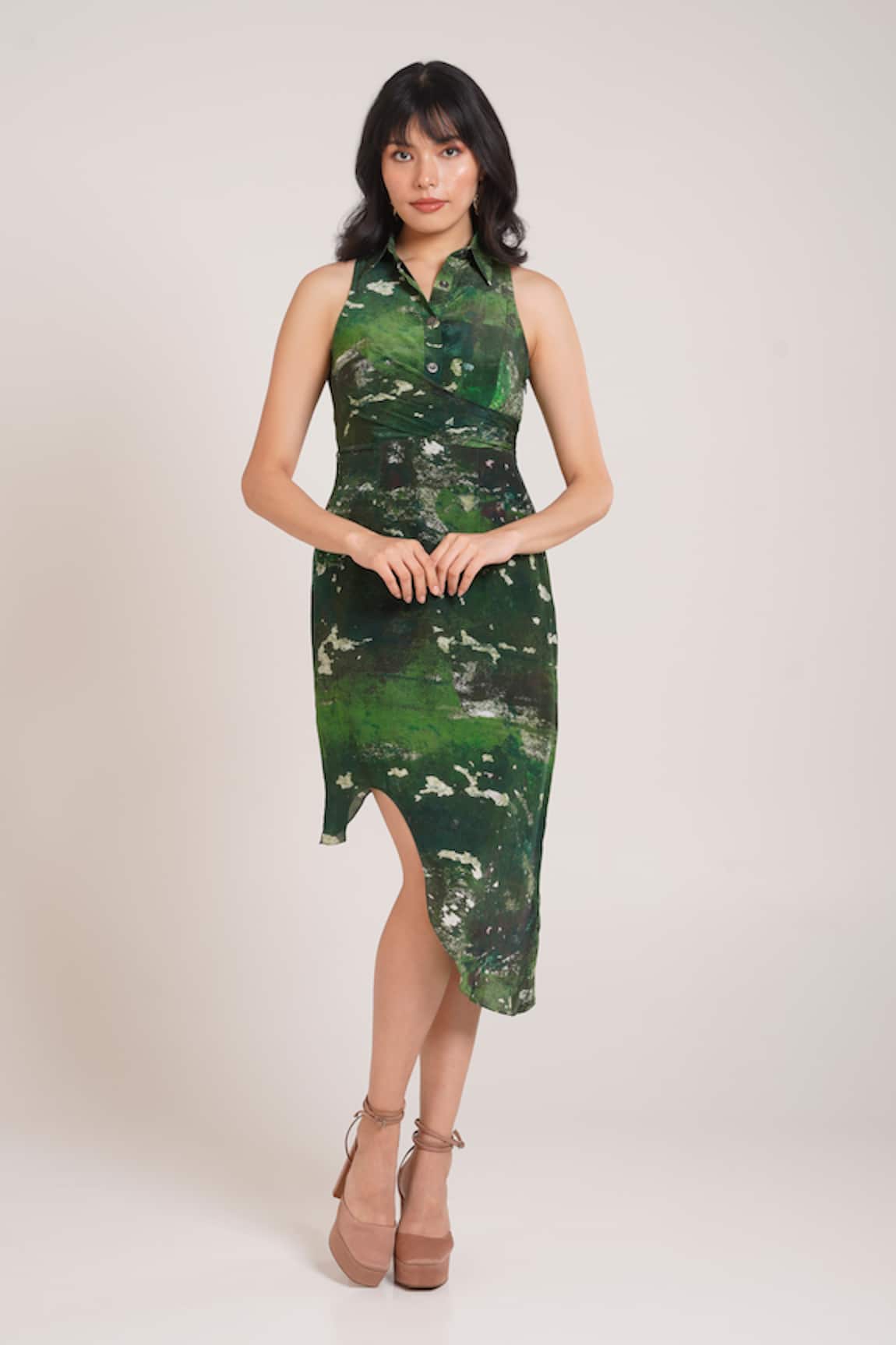 Advait Sage Printed Shirt Dress 