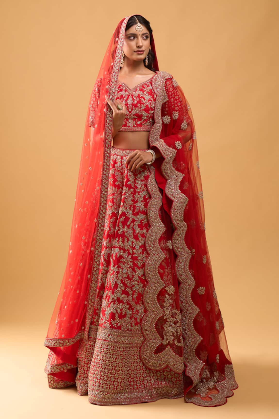 Azeera Embroidered Red Bridal Lehenga Set 