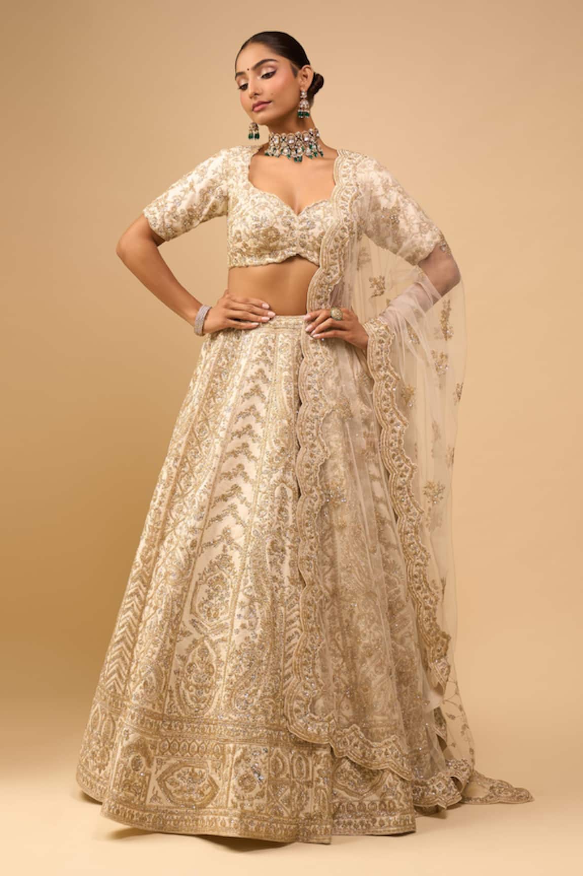 Azeera Ivory Embroidered Bridal Lehenga Set 