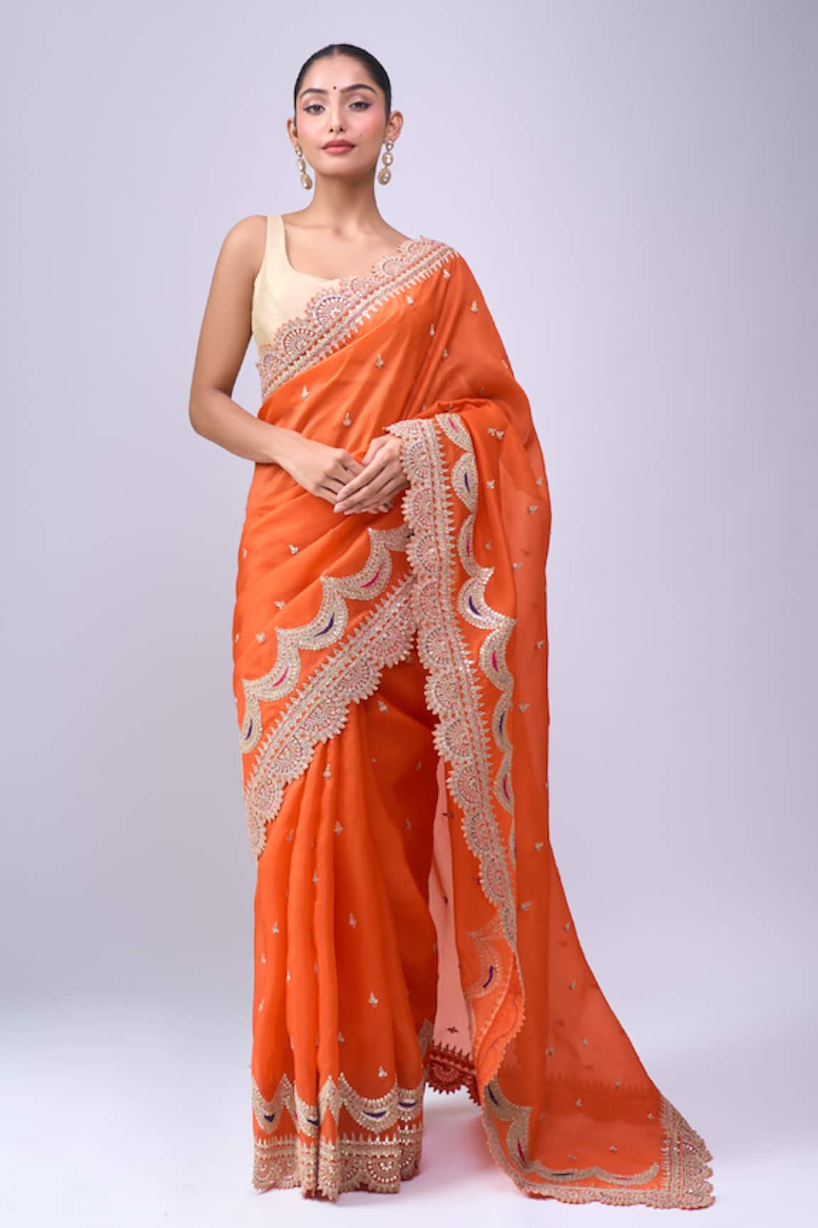Azeera Embroidered Saree With Unstitched Blouse Piece 