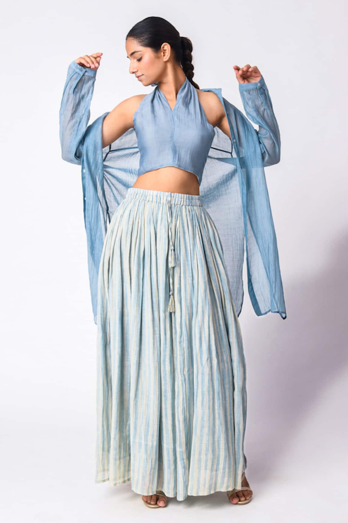 Jayati Goenka Chanderi Silk Shirt Skirt Set 