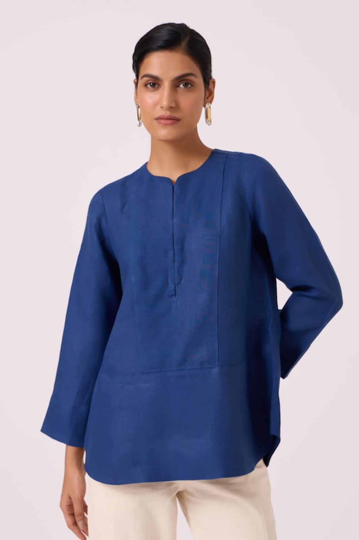 The Summer House Oceania Ink Blue Linen Breezy Top 