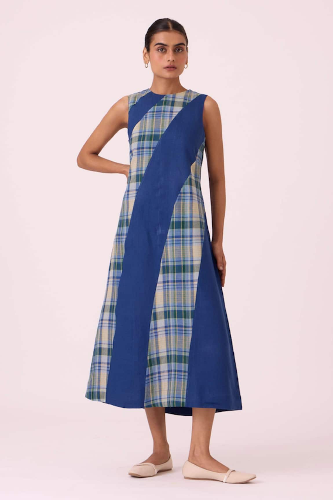The Summer House Waltz Linen Panelled Midi Dress 