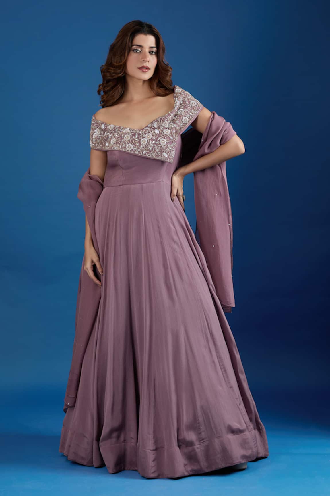 Samyukta Singhania Asymmetric Embroidered Gown 