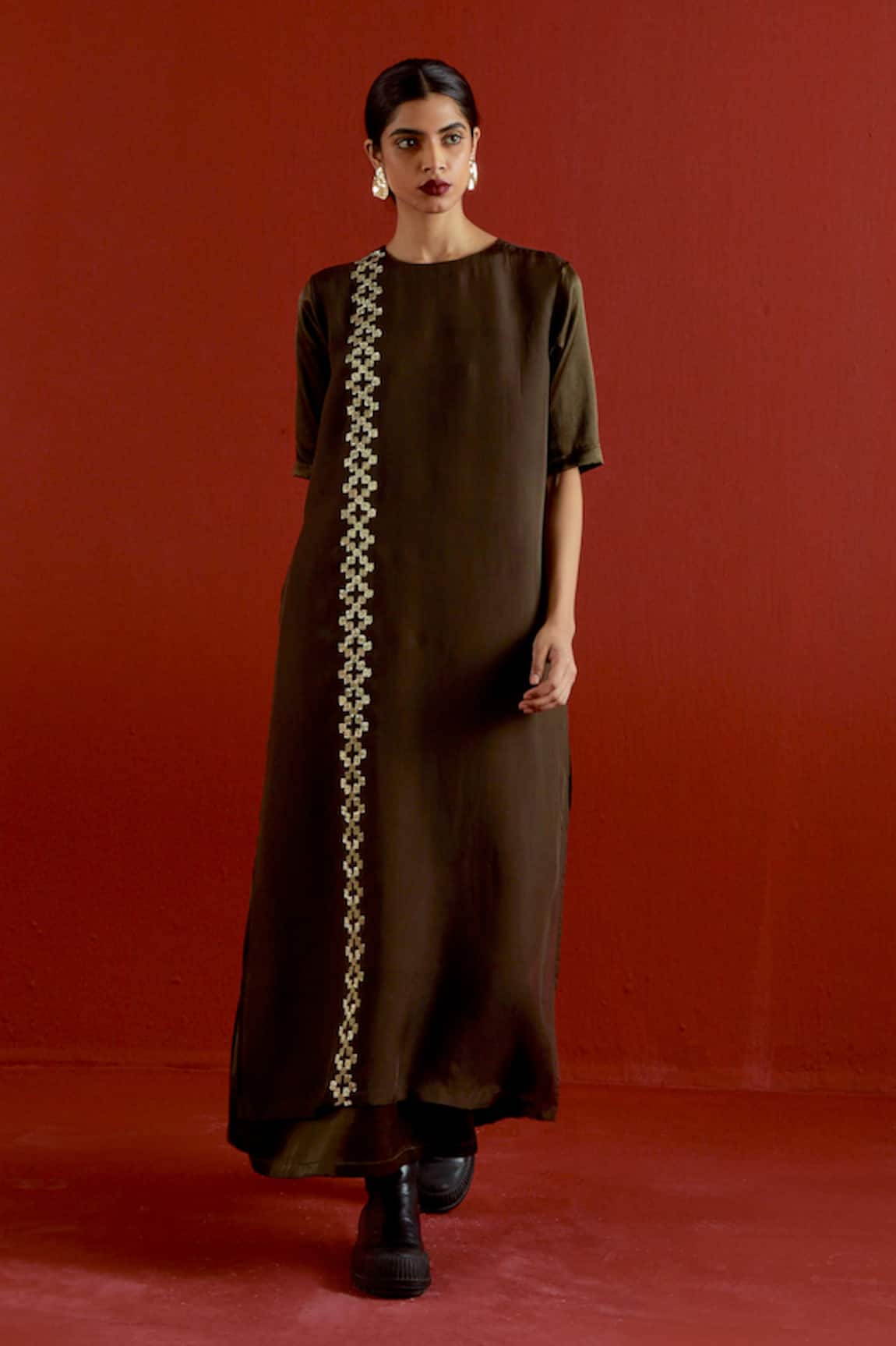 Three Olive Gota Patti Panelled Dress 