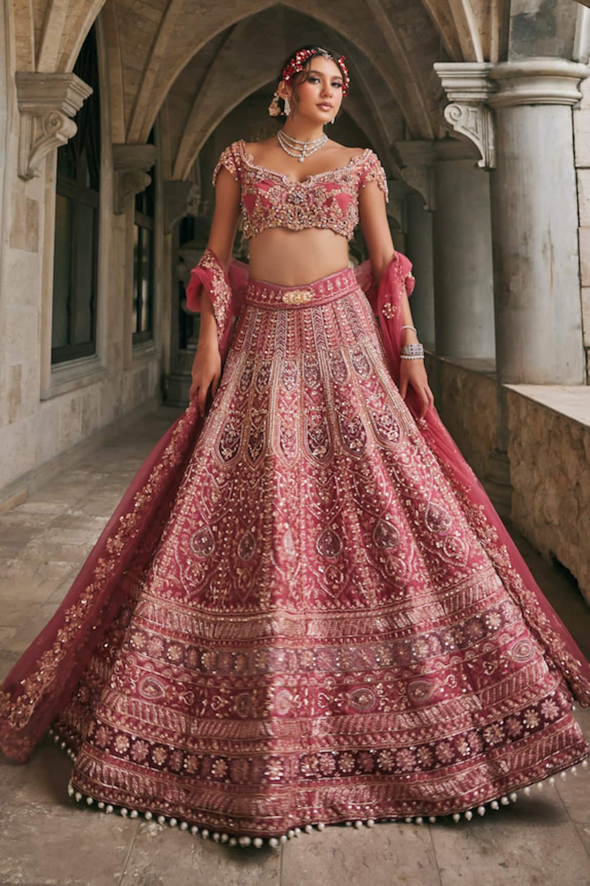 Jigar & Nikita Dusk In Blossom Embroidered Bridal Lehenga Set 